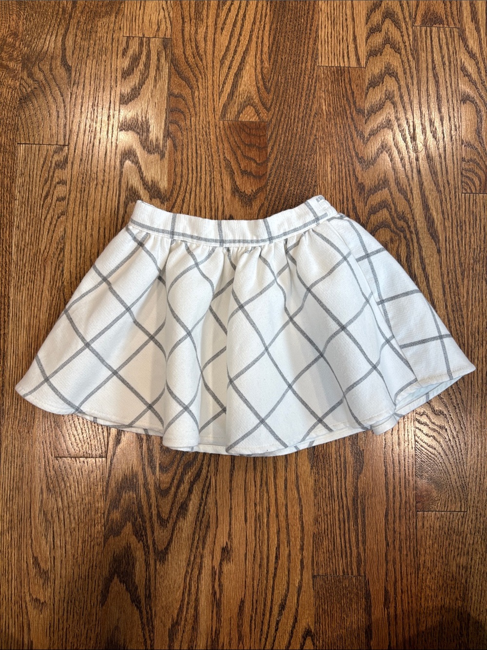 Janie and Jack cream and gray windowpane plaid skirt, size 12-18M. Like new